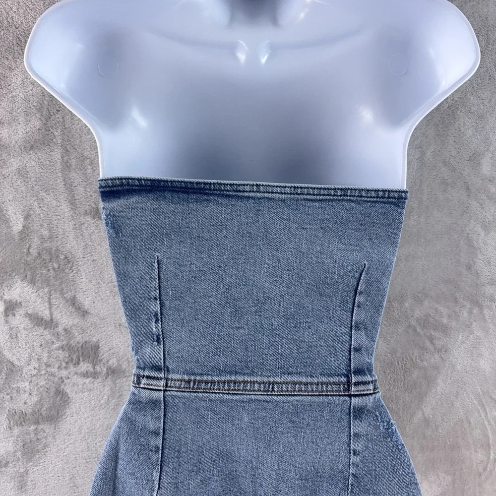 SER.O.YA Leighton Dress Womens Size XS Blue Denim Strapless Mini Bodycon - Picture 5 of 8
